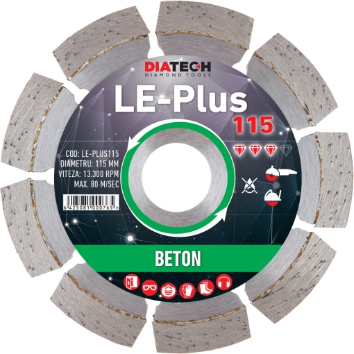 Disc diamantat segmentat universal Diatech LE-Plus 115 mm
