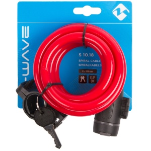 Antifurt cu Cheie M-WAVE "S 10.18" Roșu - 10x1800 mm