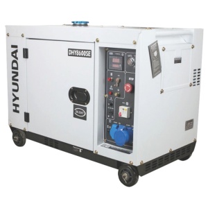 Generator de curent insonorizat monofazat, 6.5 kVA cu motor diesel Hyundai DHY-8600SE