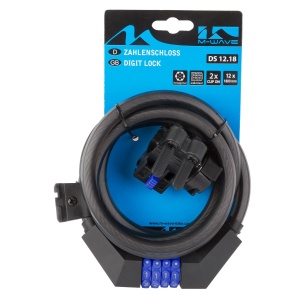 Antifurt Bicicletă Hexagonal M-WAVE "DS 12.18" - Cifru 4 Cifre, 12x1800 mm