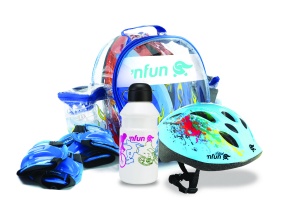 Set Protectie Copii "N FUN (Casca In-Mold+ Bidon Apa+ Genunchere si Cotiere)