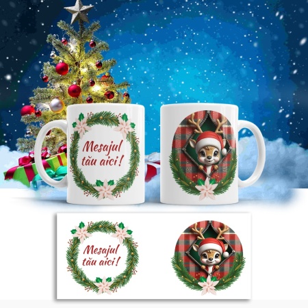 Cana De Craciun - Cute Baby Reindeer in a Pocket (mesaj personalizat) - Img 3