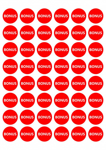 Etichete personalizate cu BONUS, 100 buc, PVC, rezistente la apa - Img 3