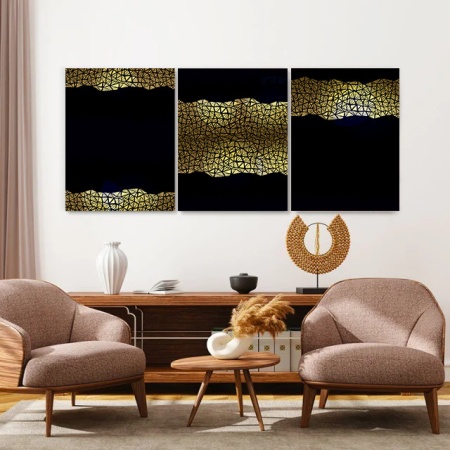 Set 3 Tablouri Golden snake skin - Img 3