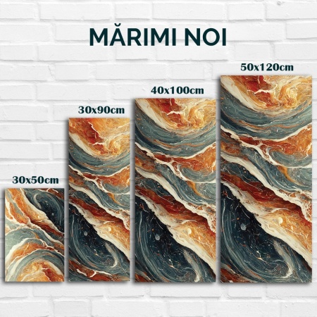Set 3 Tablouri Marmura - Straturi roz cu insertii aurii (077, 078, 079) - Img 2