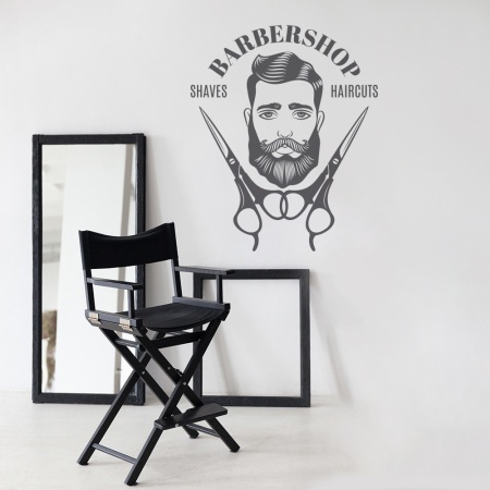 Sticker Barbershop (scissors and guy) - Img 4