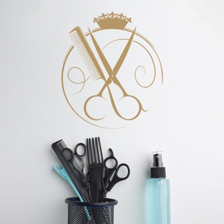 Sticker Frizerie (logo cu coroana) - Img 4