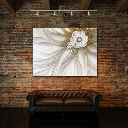 Tablou Canvas Flower In Satin And Gold - Img 3