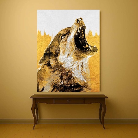 Tablou Canvas - Golden Howling Wolf - Img 4