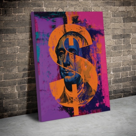 Tablou Canvas Inspirațional - Dollar (Neon Pink) - Img 2