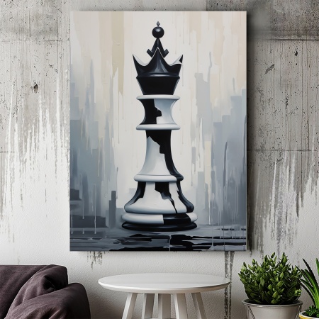 Tablou Canvas Inspirațional - Piesa de sah (efect de pictura) - Img 4