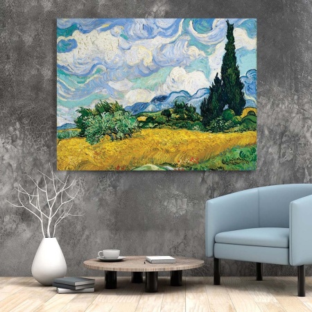 Tablou Canvas "Lan de grâu cu chiparoși" - Img 2