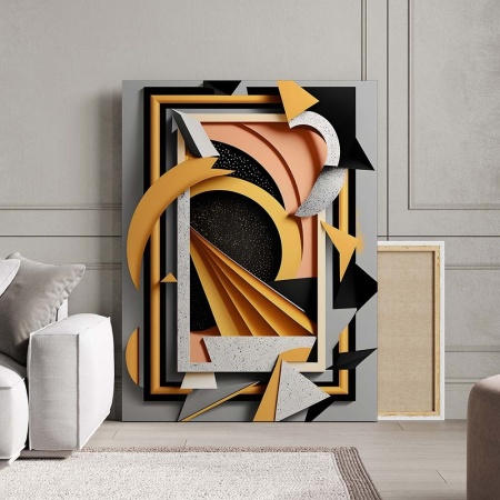 Tablou Canvas Modern Abstract - 3D Shapes and frame - Img 3