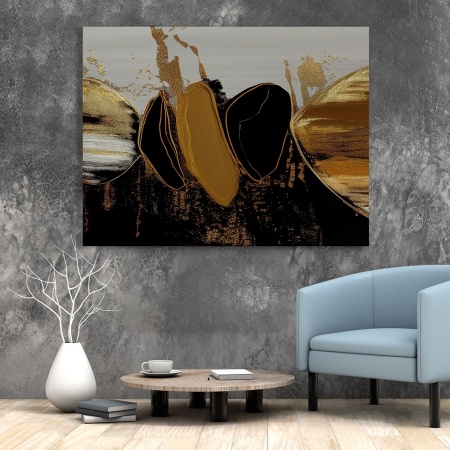 Tablou Canvas Modern Abstract - Abstract painting with golden powder and rust