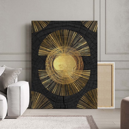 Tablou Canvas Modern Abstract - Abstract tribal painting in gold - Img 2