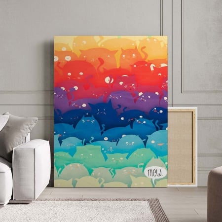 Tablou Canvas Modern Abstract - Colorful meow - Img 3
