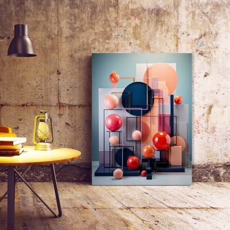 Tablou Canvas Modern Abstract - Colorful spheres in shelves - Img 3