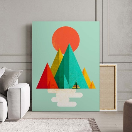 Tablou Canvas Modern Abstract - Orange sun and indian tent - Img 3