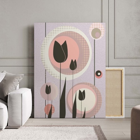 Tablou Canvas Modern Abstract - Retro tulips - Img 2