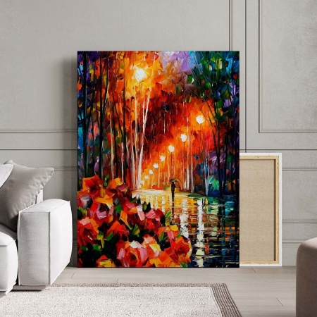Tablou Canvas Modern Abstract - Seara ploioasa in parc - Img 3