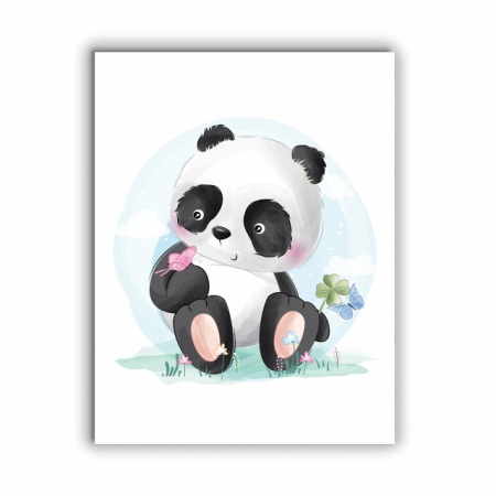 Tablou Copii - Panda And The Butterfly - Img 2