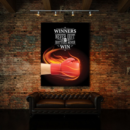 Tablou Motivational - Winners and Quitters (fire glove) 3
