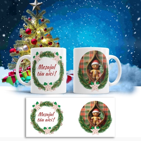 Cana De Craciun - Santa Gingerbread Man with Presents (mesaj personalizat) - Img 2