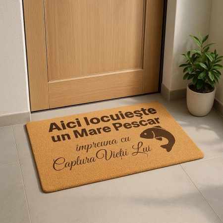 Covor de intrare personalizat - 60x40cm - Aici locuieste un mare pescar - Img 4