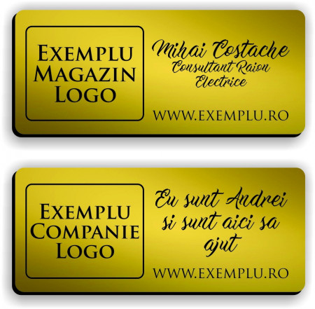 Ecuson personalizat gravat cu nume si/sau logo 7x3cm, auriu - Img 5