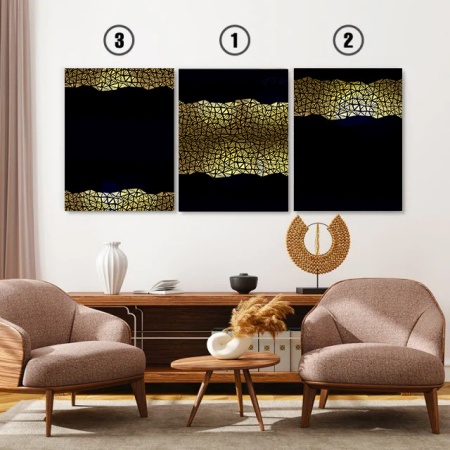 Set 3 Tablouri Golden snake skin - Img 4