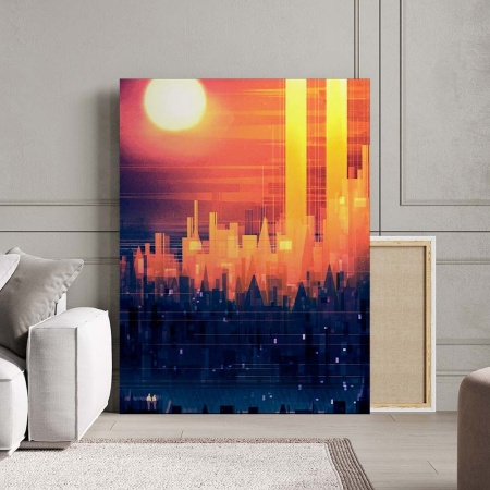 Tablou Canvas Modern Abstract - Abstract city at dawn - Img 2