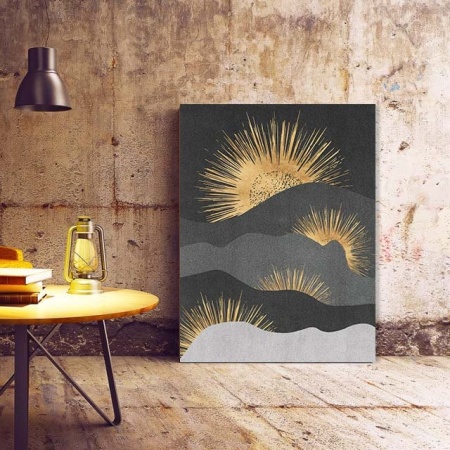 Tablou Canvas Modern Abstract - Abstract golden suns - Img 3