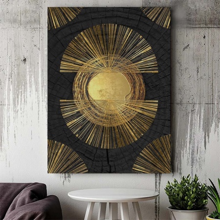 Tablou Canvas Modern Abstract - Abstract tribal painting in gold - Img 3