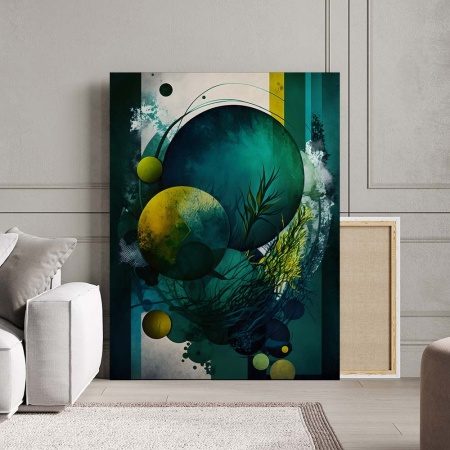 Tablou Canvas Modern Abstract - Dark green sureeal fantasy - Img 3