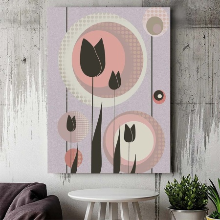 Tablou Canvas Modern Abstract - Retro tulips - Img 3