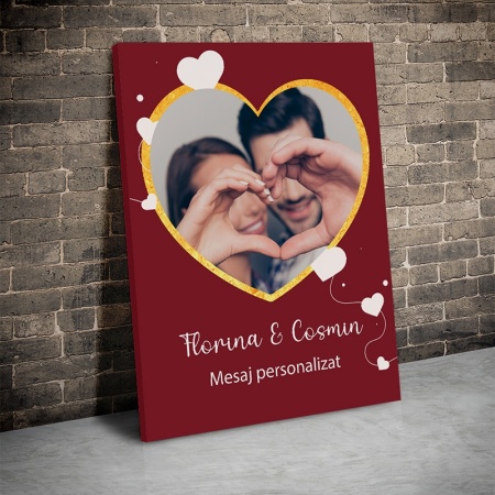 Tablou Canvas Personalizat - Inima cu poza si mesaj - Img 3