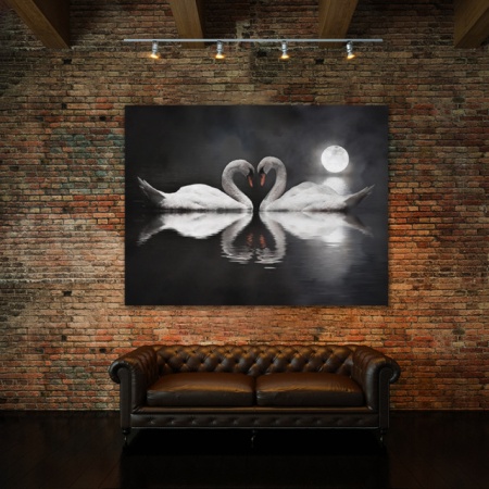 Tablou Canvas Swans In Love - Img 3