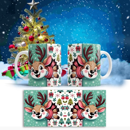Cana De Craciun - Cute Baby Raindeer with Scarf - Img 3