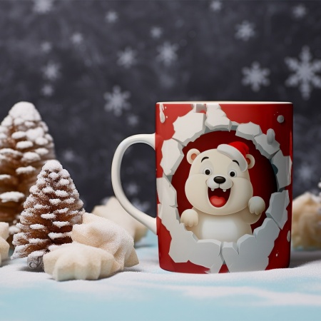Cana De Craciun - Happy Polar Bear with Hat - Img 2