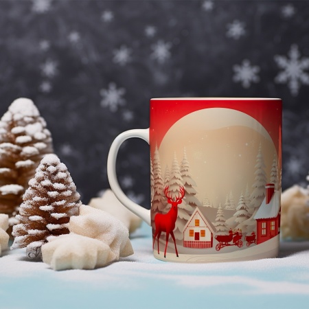 Cana De Craciun - Red and White Reindeers and Full Moon - Img 2