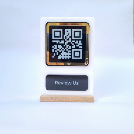 Meniu digital sau recenzie scanabil cu QR Cod din plexi alb de 5mm - Img 2