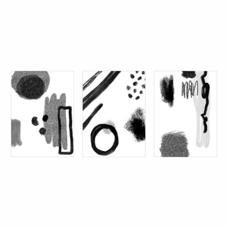 Set 3 Tablouri - Abstract black and white watercolor - Img 3