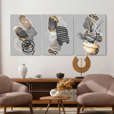 Set 3 Tablouri Canvas - Abstract 3D shapes and textures - Img 3