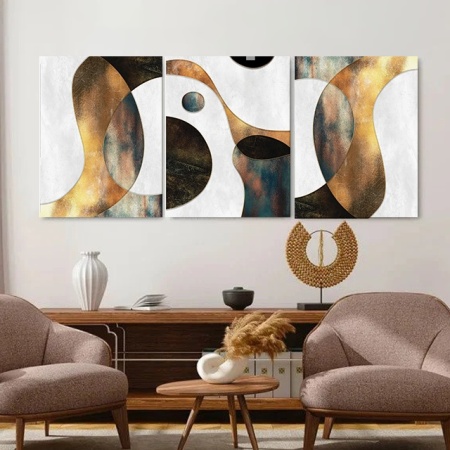 Set 3 Tablouri Canvas - Abstract liquid gold - Img 3