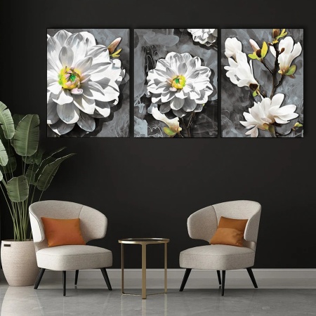 Set 3 Tablouri Canvas - Set cu magnolii albe - Img 3