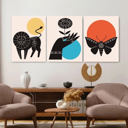 Set 3 Tablouri Canvas - Tribal minimal trio - Img 3