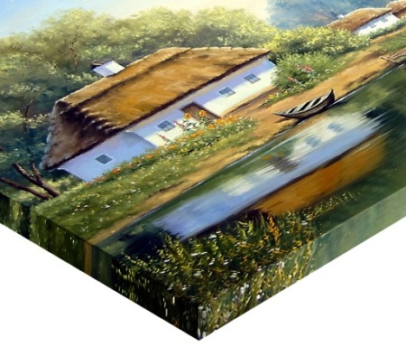 Tablou Canvas Efect Pictura - Casa Langa Lac - Img 2