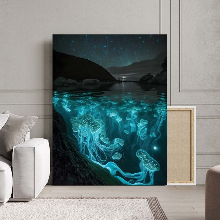 Tablou Canvas Glowing Jellyfish - Img 2
