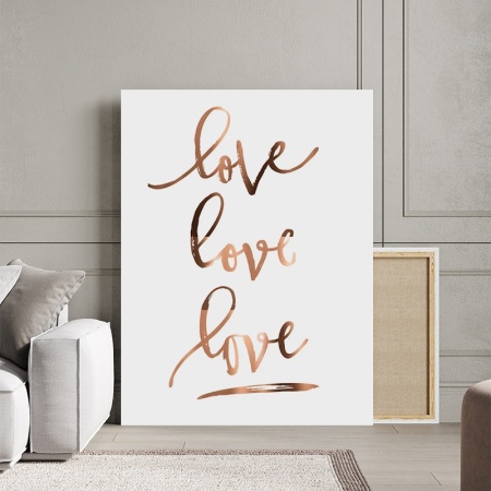 Tablou Canvas Inspirațional - Love (copper handwrite) - Img 3