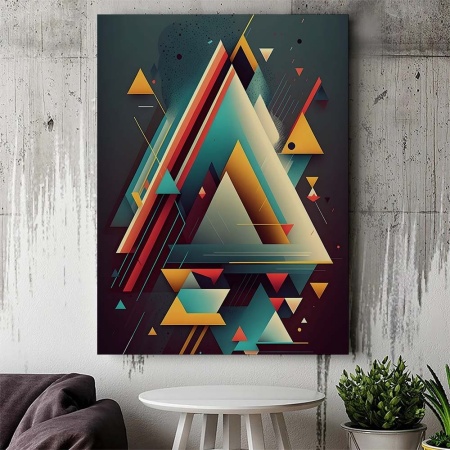 Tablou Canvas Modern Abstract - 3D Colorful triangles - Img 3